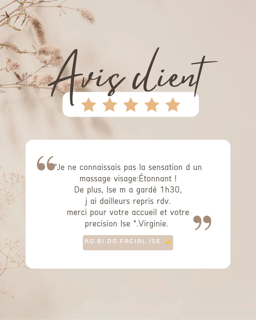 Avis client — Virginie : Étonnant, j'ai repris rendez-vous